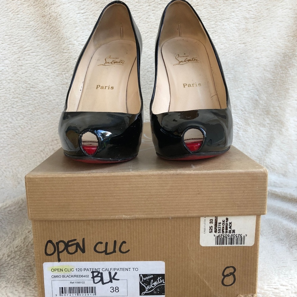 Sz 38 Open Clic 120 Patent Leather Peep Toe - Picture 4 of 7